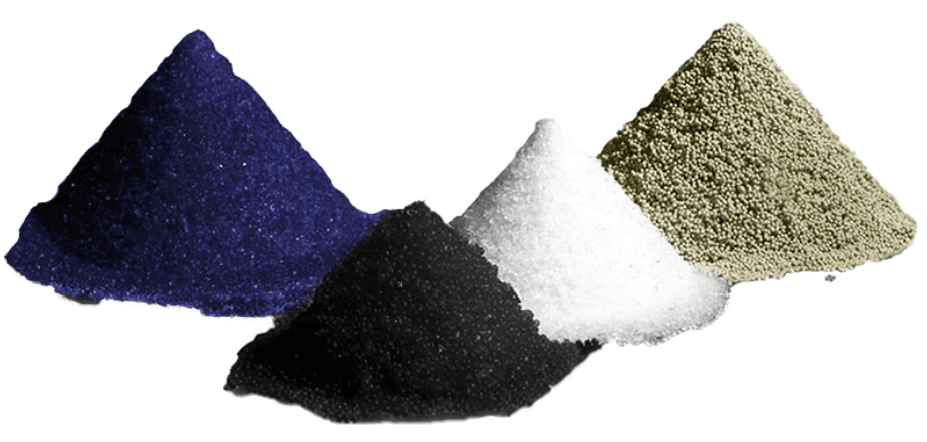 Different desiccant materials shown in small piles.