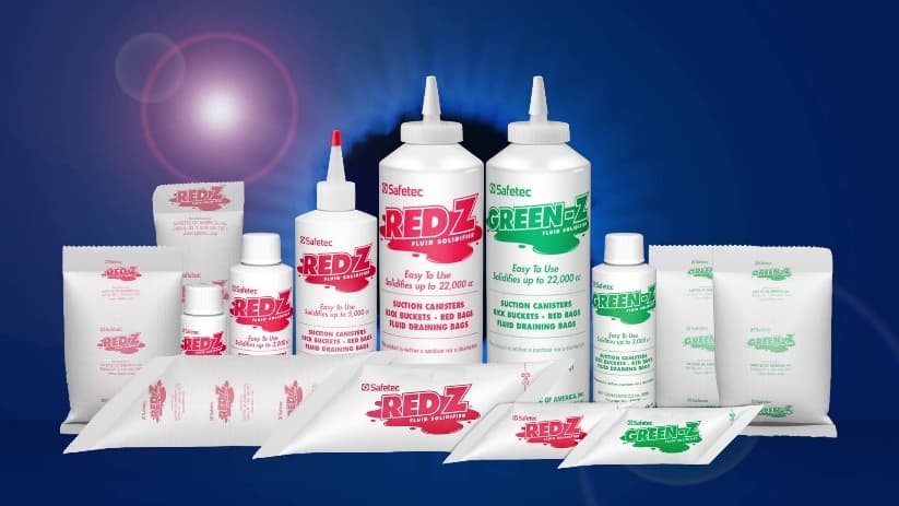 Safetec solidifier products arranged for spill response.